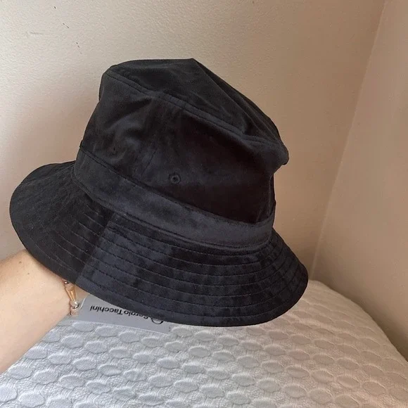 Sergio Tacchini Sovana Black Velour Bucket Hat Retro Tennis NWT - Picture 6 of 11